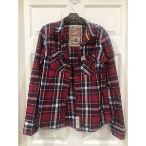 Superdry Red and Blue Plaid Button Down Shirt